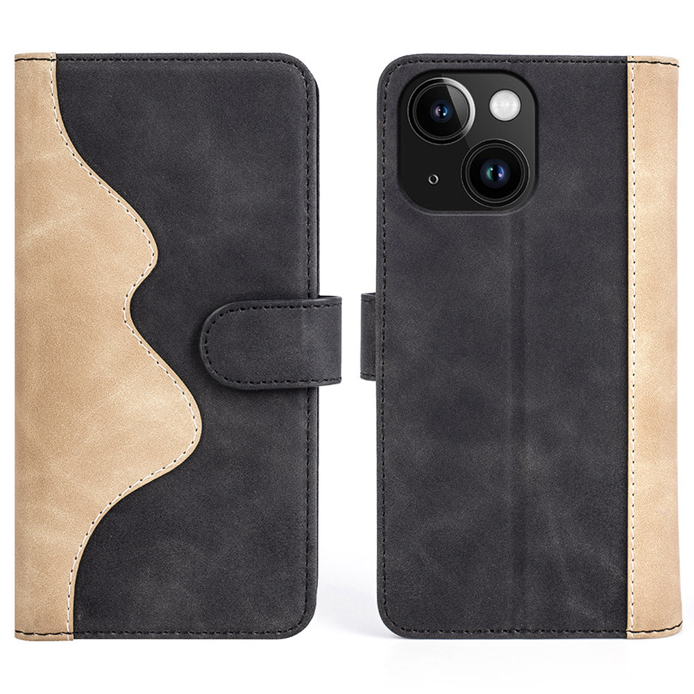 For iPhone 15 Dual-color Splicing Magnetic Clasp PU Leather Wallet Phone Cover Drop-proof Case For iPhone 15 Dual-color Splicing Magnetic Clasp PU Leather Wallet Phone Cover Drop-proof Case